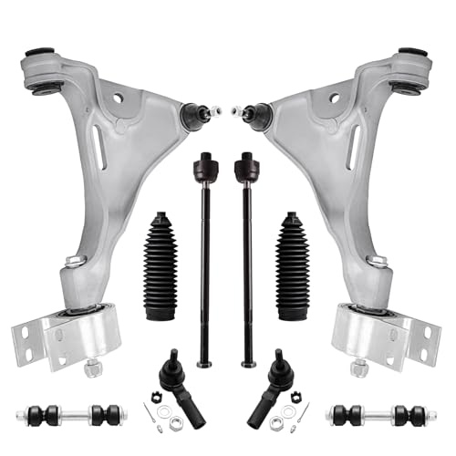 Image of Detroit Axle - 10pc Front End Suspension Kit for 2006-2011 Buick Lucerne Cadillac DTS, 2 Lower Control Arms w /Ball Joints 2 Sway Bar Links 4 Tie Rods 2 Boots 2007 2008 2009 2010 Replacement