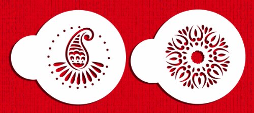Designer Stencils Mehndi Cookie Stencil Set, 2-Inch, Beige/Semi-Transparent