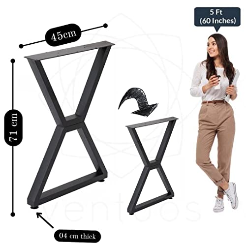 Image of Heavy Duty Metal Legs for Projects-Adjustable Height Black (X- Shape) Pack of 2