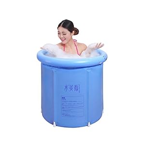 GNEGNIS Tragbare aufblasbare Badewanne, faltender Badewannen-Sauna-Dampf-Badewannen-erwachsener Bad-Eimer PVC-BADEKURORT groß – 29,5 Zoll-Blau