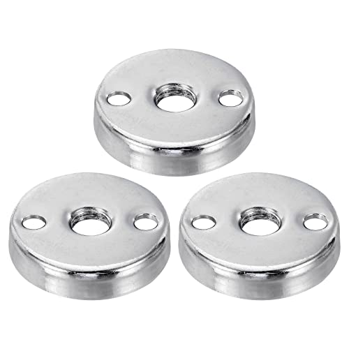 Patikil M8X1Mm Microphone Flange Mount, 3 Pack Female Thread Nut Screw Round Base Desk Table Mounting For Microphone Gooseneck Hose Adapter, Silver Tone #TOP19
