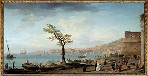 Vue sur le golfe de Naples affiche toile Vernet pour salon lumineux et décoration murale chic