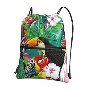 Bunte Tropen V&ouml;gel! Einfacher Turnbeutel, Kordelrucksack mit Zipper | Geschenk-Rucks&auml;cke