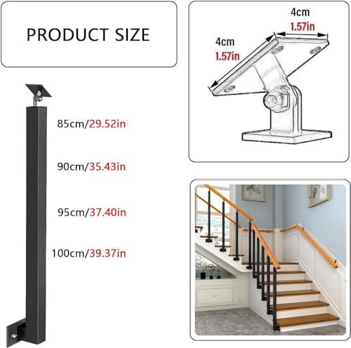 Axe de rampe d escalier réglable robuste pour fixation avant et côté - 2