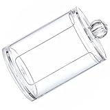 Hoement Caja para Discos de Algodón Pequeña Transparente Tipo Cristal Soporte de Plástico para Almacenamiento en Baño Portavasos para Enjuague Bucal Ranura Organizador Compacto para