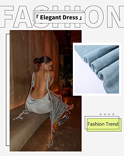 Image of Doweha Women Backless Cowl Neck Cocktail Going Out Dress Halter Slip Long Semi Formal Party 2026 Spring Summer Maxi Dress