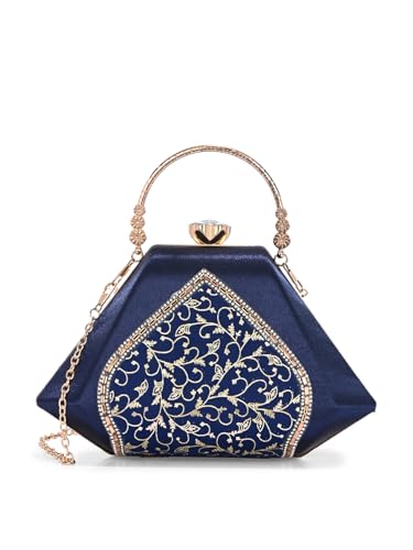 Image of TOOBA Handicraft Women's Beautiful Bling Box Clutch Bag | Evening Bag, Bridal Purse & Party Handbag | Wedding & Special Occasion Clutch (Mix Pyramid)