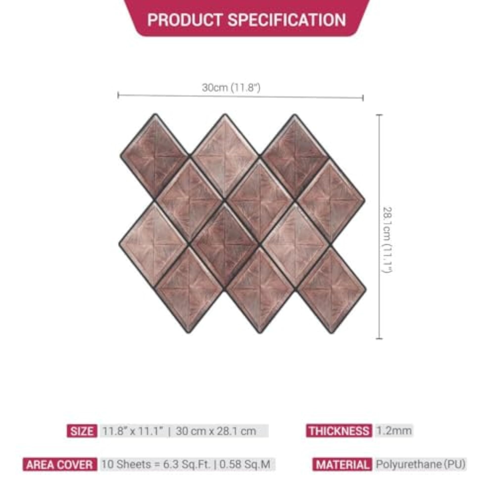 3D Beige Diamond Peel & Stick Tiles