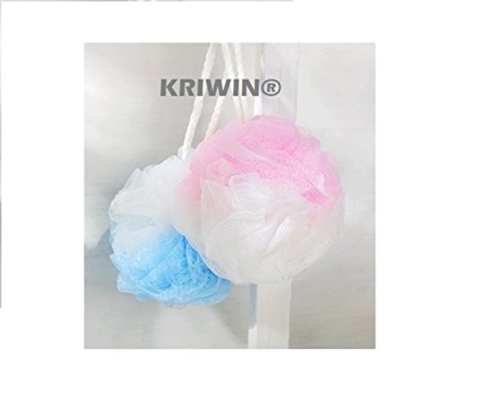 Set of 2 Large Bath Loofahs in Pink & Blue