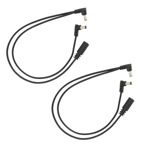 Jyinelx 2pcs 1 to 2 Guitar Pedal Power Cables,guitar cable， Daisy Chain 9V DC Pedal Power Supply Splitter Adapter Plug for Guitar Wire Cord Effect Board Practical Accessories(Black)