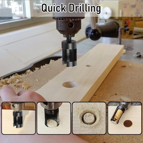 Image of Serplex 8Pcs Assorted Hole Saw Drill Bit Set for Wood, Hex Shank