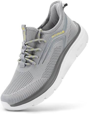 FitVille Hardloopschoenen voor Weg Mannen Heren Sneakers Breed Lichte Ademend Walking Schoenen Blauw 43 EU breed