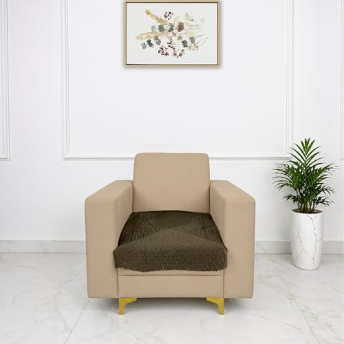 Image of Homerz Premium Petal Charm Sofa Cover | Embossed Floral Pattern | Soft Touch, Anti-Dust & Easy Wash Fabric (Coffee, 1 Seater)