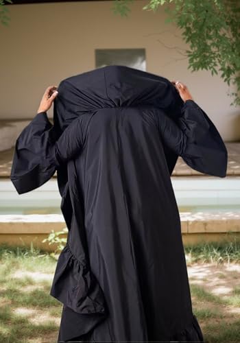 LKOUS Women's Ruffle Asymmetrical Maxi Cardigan Open Front Long Sleeve Trench Coat Cape Blazer3