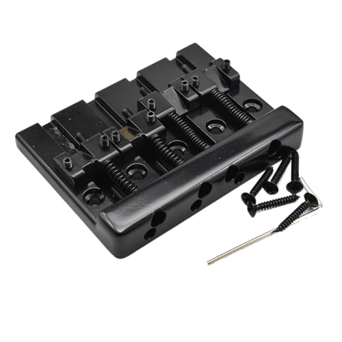 Vintage Fixed Bridge For 4-String Bass: 82.3x63.5MM, Bottom Through, 19MM Spacing - Black/Gold/Chrome(Black)
