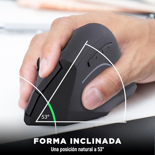 T'nB Moreno - Ratón inalámbrico ergonómico vertical, doble conexión por Bluetooth y radiofrecuencia, alivia el puño, ideal para uso profesional y teletrabajo, color negro - imagen 2