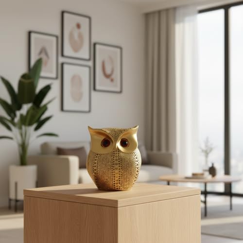Image of ZAICUS Owl Showpiece for Home Decor - Good Luck Idol for Shelf Decor & Gift Item - Owl Figurine Statue for Living Room, Office Desk, Table Decoration