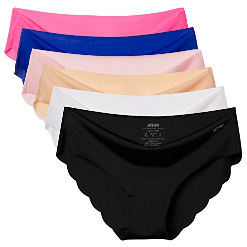 ANZERMIX Womens Seamless Laser cut Brief Wave Edge Panties Pack of 6(Size M)