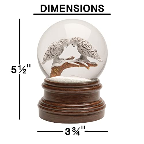 ART & ARTIFACT Caixa de música com globo de neve de coruja musical de vento e pássaros de inverno, g