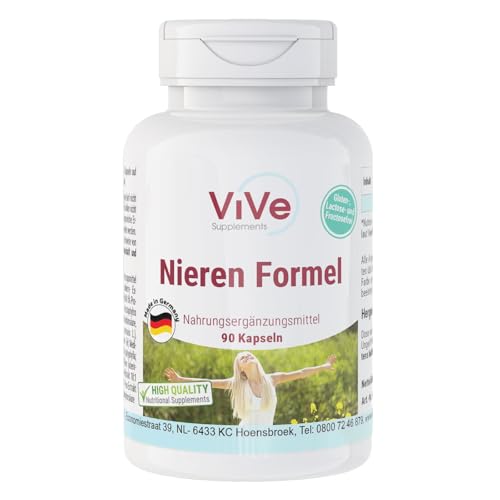 Nieren Formel - 90 Kapseln - mit Cranberry, Bärentraube, Wacholder, Birkenlaub, Schachtelhalm, Löwenzahn und Alfalfa - hochdosiert und vegan | Qualität aus Deutschland von ViVe Supplements