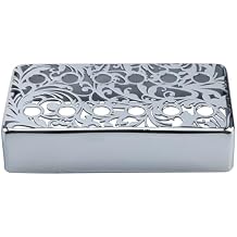 Brass Electric Guitar Pickup Covers Chrome 52mm Pole Spcing 6 String Guitar Bridge Pickup Covers Humbucker Compatible with Les Paul Lp Electric Guitar Replacement Parts