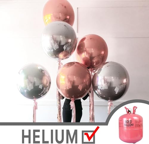 Image of 6 pcs 22Inch Silver Ball Ballons, 4D Large Foil Balloons with Metallic Star for 70s Disco Dance Birthday Graduation New Year (Silver Ball 6pcs)