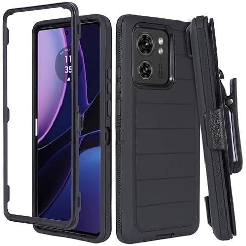 Jackpot Wireless Designed for Motorola Moto Edge 2023 [Not for 2022 Version] Case with Belt Clip Holster, Anti-Drop, Shockproof, with Kickstand, Heavy Duty Protection Cover