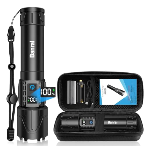 Image of Tactical Flashlight Super Bright High Lumens Rechargeable LED Flash Light | 5000ft Beam, 5000mah, 20H Long Lasting, USB C Charging, Zoomable 5 Modes, Waterproof for Camping Hiking Emergency Men Gift