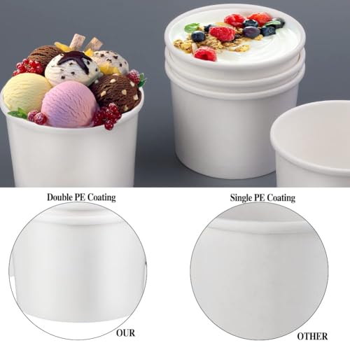 Image of 12 oz 25 Pack Paper Soup Cups with Lids, Disposable Paper Soup Bowls | Ice Cream Containers, White Disposable Food Containers White for Hot or Cold Soup