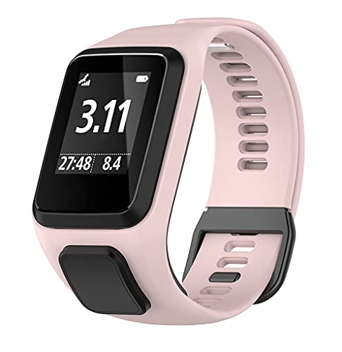 Kobmand Pulsera Compatible TomTom Correa,Pulsera de Silicona de Repuesto para Tomtom Runner 2/Runner 3/Spark 3/Adventurer/Golfer 2 (Rosa)