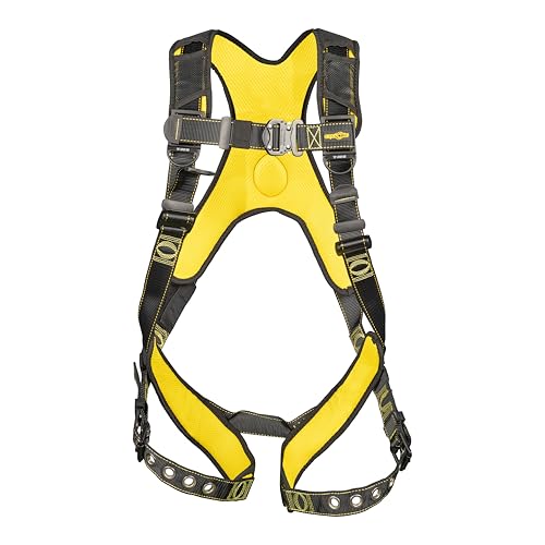 Image of Guardian 21042 Cyclone Construction Harness with Comfort Shoulder Padding |OSHA & ANSI Compliant | Black /Yellow | M-L