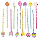 HAGNA 12 Stück Bleistift Ostern, Ostern Stift Bleistifte Kinder Ostern, Inklusive 3D-Radierer, 12 Motive Hase, Osterei, Küken, Schreibstifte Geschenk Mitgebsel