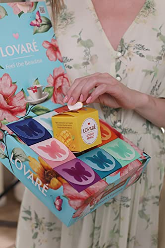 Black And Green Tea Blend Assorted 45 Pyramids Of Tea By Lovare Made In Ukraine - Huckleberry Herbal, Fruits, Flower Petals, Aroma Of Grapes, Pieces Of Berries, All Natural Ingredients, In Gift Box For Blooming Tea Lovers Men & Women #TOP3