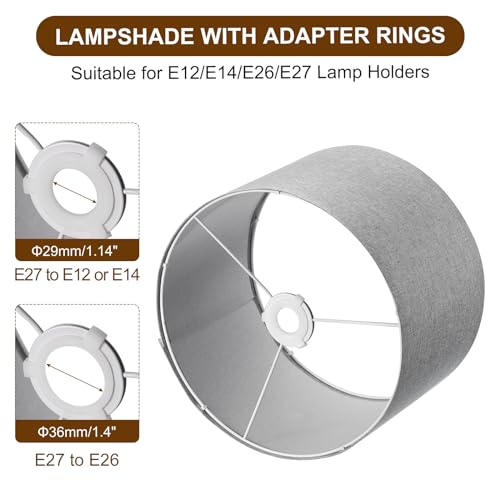 PATIKIL Drum Lamp Shades for Table Lamps 12"x12"x8" Linen Lampshade Set of 2 Easy Assembly Lamp Shade with E27 to E26/E14 Adapters for Floor Lamps Bedside Lamps Beige (1.65" Spider) - Image 4