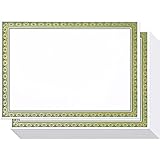 50 Pack Award Certificate Paper - Embellished Green & Gold Foil Border Blank Certificate Computer Paper for Recognition, Graduation Diploma, Schools, Employees - 8.5 x 11 Inches - 50 Count