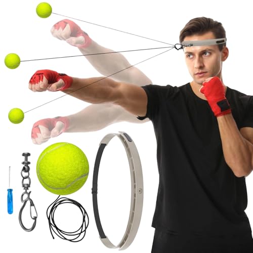 Mimoqk Boxing Reaktionsball Training - Reaktion Fitness Training,Mit Silikon-Stirnband - für Schlafzimmer Reisen Wohnheim Fitnessstudio Männer Frauen Anfänger Sportbegeisterte