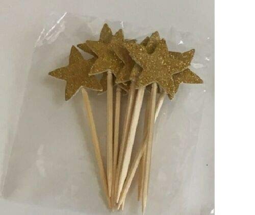 HoitoDeals Glitter Stars Cupcake Toppers Picks For Party Cake Birthday Celebration Decor Item