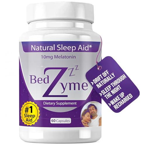 BedZyme Sleep Aid Supports Natural Sleep & Relaxation – 60 Capsules Sleep Supplement to Help with Calmness & Rest – 10mg Melatonin & REM Enzyme Delivery System (Serving Size: 2 Capsules)