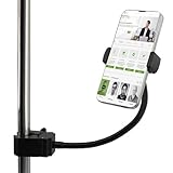 Mic Stand Phone Holder,11.81' Long Flexible Gooseneck Arm,360°Adjustable Phon e Holder for Microphone Stand, Phone Music Stand Holder for iPhone, Samsun g Galax-y and more