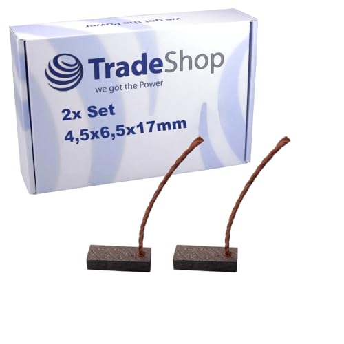 Trade-Shop Lot de 2 balais de charbon 4,5 mm x 6,5 mm x 17 mm pour de nombreux moteurs de voitures, camions, climatisation, ventilateur, essuie-glace, lève-vitre, pompe à eau