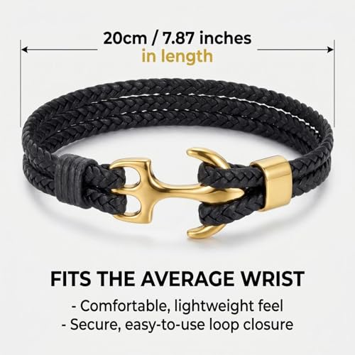 Pulsera para hombre con ancla y caja de regalo miniatura 5
