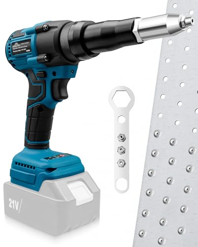 BOQNZN Cordless Rivet Gun Compatible with 18V Battery, Electric Brushless Blind Rivet Tool Kit, Portable Pop Rivet Gun for 1/8", 5/32", 3/16" Rivets