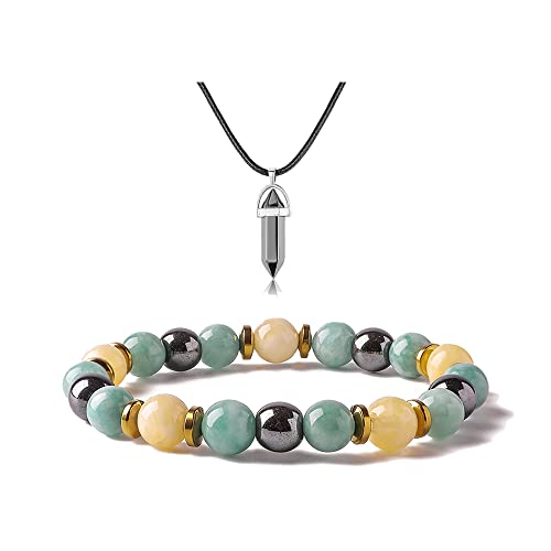 SOOWOOT Triple Protection Bracelet - Energy Healing Citrine & Hematite Set for Men and Women, Bringing Luck, Wealth & Prosperity