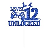 Level 12 Unlocked Cake Topper, Boys 12th Birthday Décor, Official Preteen 12, Video Game Controller Happy 12th Birthday Party Decorations, Level Up Winner Decor