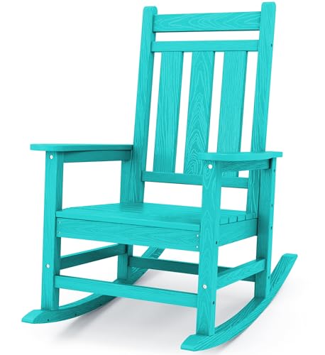 Image of KINGYES Oversized Outdoor Rocking Chair, HDPE Patio Rockers, Aruba