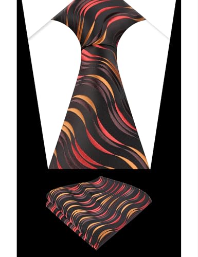 Image of Alizeal Mens 3.15'' Gradient Novelty Pattern Tie Set with Pocket Square Casual Color Tie Set