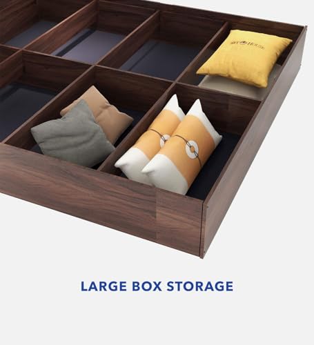 Image of Mintwud Pepperfry Engineered Wood Joben King Size Bed with Box Storage | Wooden Double Bed Cot Palang Furniture for Bedroom, Living Room, Home and Hotel (Walnut Melamine Finish)