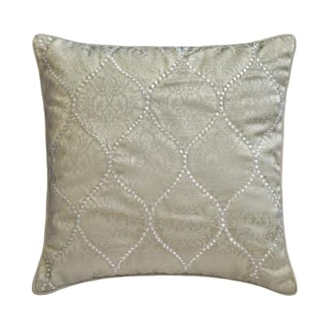 The HomeCentric Decorative Thow Pillow Covers Silver Grey 14"x14" (35x35 cm) Jacquard Damask, Victorian & Crystal Embroidery Throw Cushion Covers for Couch, Damask Modern - Evelyn Grace Cover