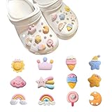 Kawaii Crocs Charms Set, 12 Stück Crocs Anstecker, Regenbogen und Sterne Design, PVC Shoe Charm für Mädchen 