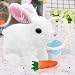 donciety interaktives Kaninchen Spielzeug, Realistisches Hasenspielzeug, Kuscheltier Hase Hüpfendes Kaninchen My Realistic Toy Ostergeschenke Für Kinder, Jungen, Mädchen (Weiß)